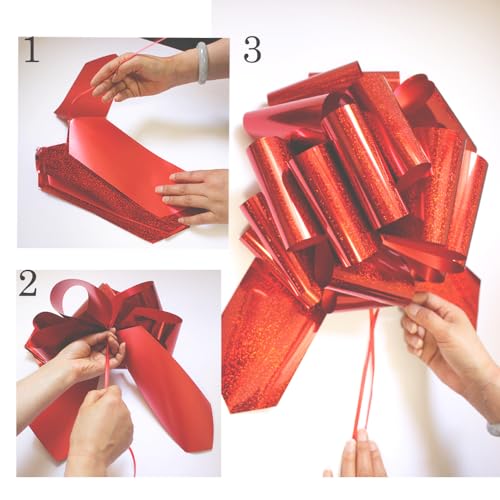 Hsxjj 1Pc Giant Large Pull Bow Big Glitter Metallic Bow,12 Inch,Great Gift Bow For Appliances,Bikes,Table Decorations And Party Events. thumb #5