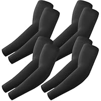 fuinloth 4 Paare Gaming Arm Sleeves, Arm Stulpen Armschoner für Damen/Herren, Volleyball Basketball Sport Ärmel 4 Schwarz