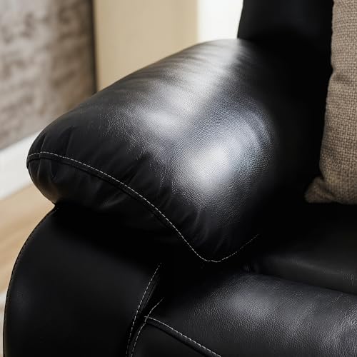 Image of Power Reclining Chair, Single Electric Recliner Furniture with USB Charging Port, Breathable PU Leather Recliners for Home Theater Seating, Living Room, Apartment, Black