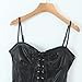 LKOUS Black Women's Faux Leather Corset Mini Dress Sexy Lace Up Club Dress