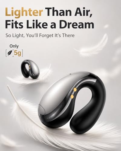 Image of Boytond Ultra Open Ear Earbuds, Comfort Clip On Earbuds, Wireless Bone Conduction Headphones with Bluetooth 5.3, Fast Charging Fast Charging for Running, Sports, and Travel, Glaze Black
