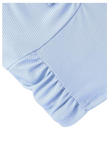 WDIRARA Girl's Ruffle Trim Crew Neck Tank Top Summer Vacation Ruched Cute Cami Tops3