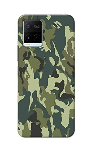 Image of Printed Hard Back Cover Case for Vivo Y21 | Y21T | Y21s | Y21e | Y21A | Y21G Back Cover (Green Army Camouflage) -1803