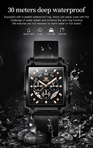 Image of OLEVS Square Watches for Men Chronograph Fashion Business Watch Luminous Waterproof Casual Wrist Watches