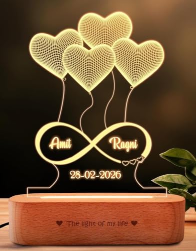 ZOCI VOCI Anniversary Gift for Wife - 3D Illusion Heart Lamp |Engraved ...