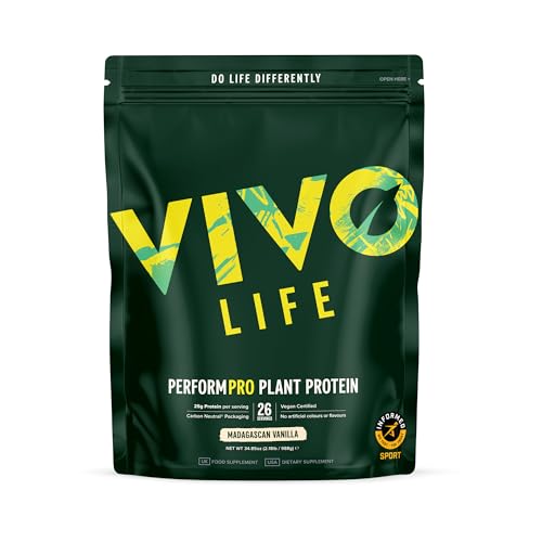 Vivo Life Perform Pro - Polvo de proteína vegetal vegana, 100% natural, vainilla de Madagascar con sal de himalaya de Punjab Pakistán, 936 g