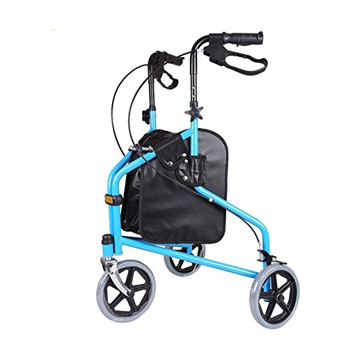 JALAL Walker Regolabile in Altezza con Maniglia Freno per disabili Disabili Walker Carrello assistito per Anziani Carrello Pieghevole a Tre Ruote
