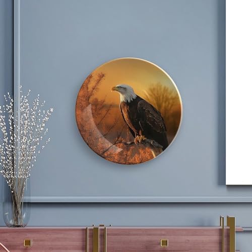 Plato decorativo Golden Sunset Bald Eagle Bone China 7 inch miniatura 5