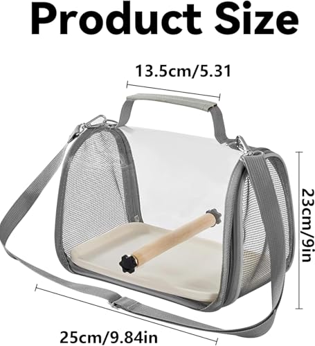 Gxdamxz Vogel Transportbox, Vogelkäfig mit Holzstab & Tablett für Wellensittich, Sittiche, Kleintiere, Bird Transport Box - 27x20x20cm