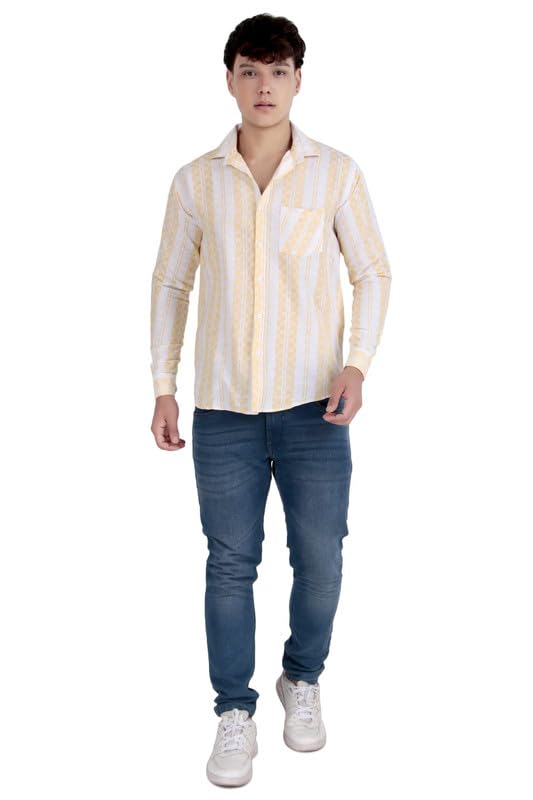 Image of Men's Khadie Cotton Long Sleeves Striped Casual Shirt