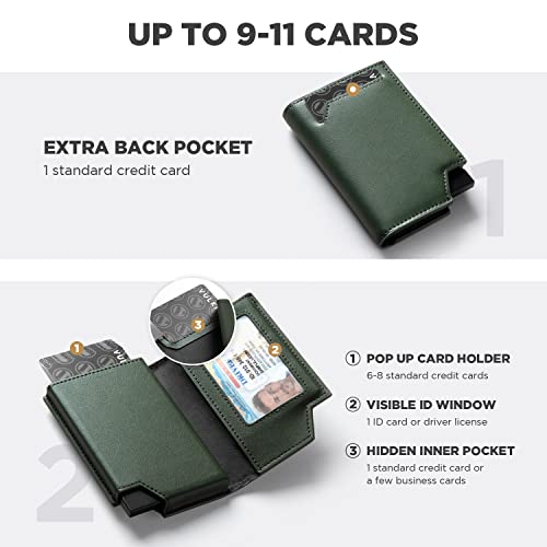 VULKIT Men's Wallet Minimalist Pop Up Card Holder RFID Blocking Magnetic Closure Leather Wallet with ID Window for Cash & Credit Cards Up To 11 Cards4