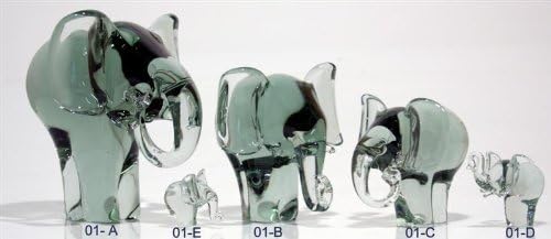 Glass Elephant Sculpture Pair (Size D & E) [O1-D/E]