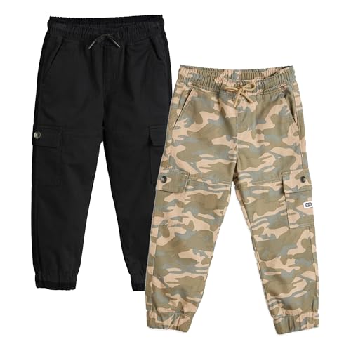 Image of Amazon Brand - Symbol Boy's Cotton Cargo Jogger | Elasticated Waistband and Cuff | Stretchable | Age 2-14 Years