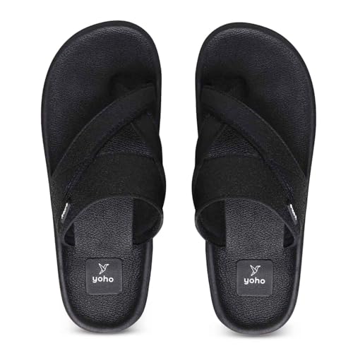 Image of YOHO Snugly Ethnic Orthopedic Slippers for Men | Diabetic Blood Circulation | Toe Ring Slip-On | Stylish Lightweight Flip Flops with Footpharma Footbed | Anti-Skid Chappals for Everyday