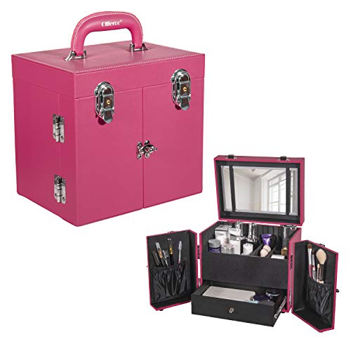 Olive Makeup Case Organizer with Adjustable Dividers Portable Spacious Makeup Train Case 9.8’’