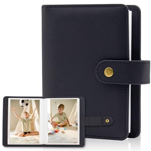 Álbumes de fotos 4x6 pequeños – 68 bolsillos, libro de fotos de gran capacidad, cubierta de cuero sintético, ideal como regalo para familia, graduación, boda o viajes (negro) miniatura 1