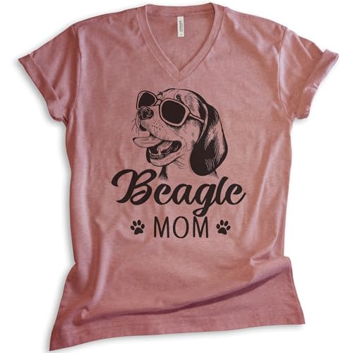 EVERTREE CLOTHING Beagle Mom V-Neck T-Shirt, Unisex Women's V-Neck Shirt, Beagle Owner, Cool Dog Mom Gift