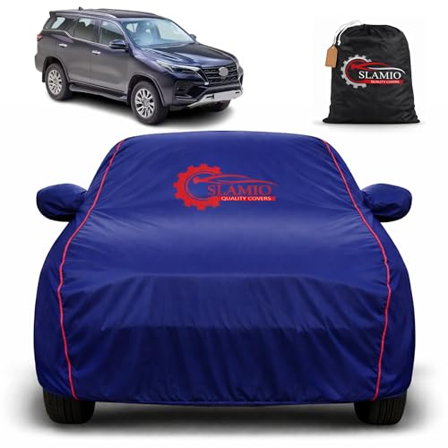 Image of Car Cover for Toyota Fortuner 2021-2026 | 100% Waterproof Heavy-Duty 3-Layer Car Body Cover | All-Weather Rain, UV, Sun & Dust Protection | Custom Fit | Mirror & Antenna Pockets | Navy Blue