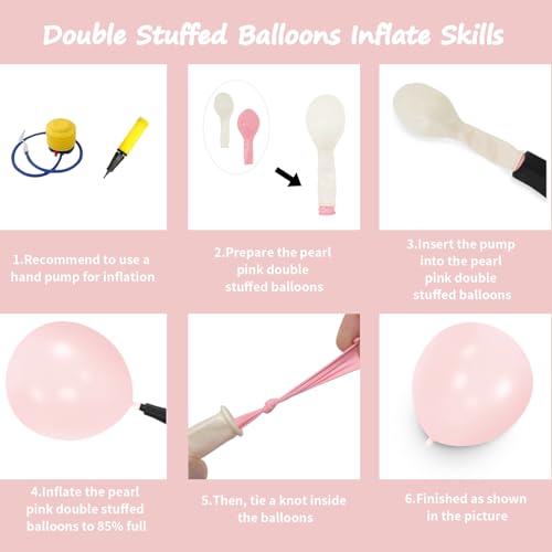 Image of 108Pcs Double Stuffed Pearl Pink Balloon Garland Arch Kit