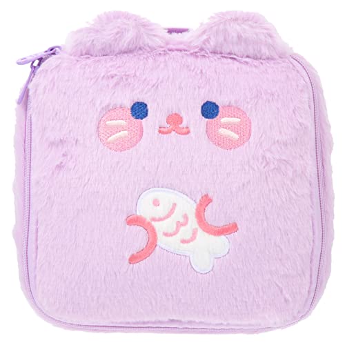 Travel Toiletry Bag Outdoor Decor Napkin Storage Bag Plush Tampon Pouch Pad Holder Portable Period Bag for Girls Women, Zipper Closure Travel Toiletry Bag Outdoor Decor