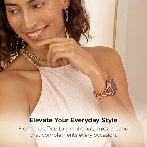 Image of My Pretty Strap - Compatible Apple Watch Band Strap, Stainless Steel Fashion iWatch Replacement Strap- Easy Resizing, No Tool Needed, Fits Most Wrists- Series 1-11, SE and Ultra