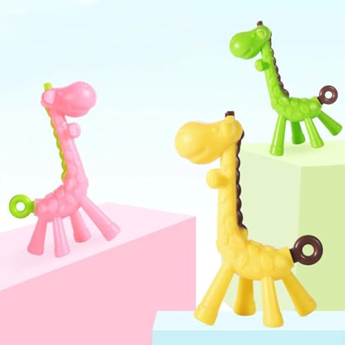 Image of Baby Skin Care Powder Talcum Puff Case Cum Container Box With Giraffe Shape Molar Teething Toy for Babies /Toddler /Infants /New Born BPA Free (PATTERN 46)
