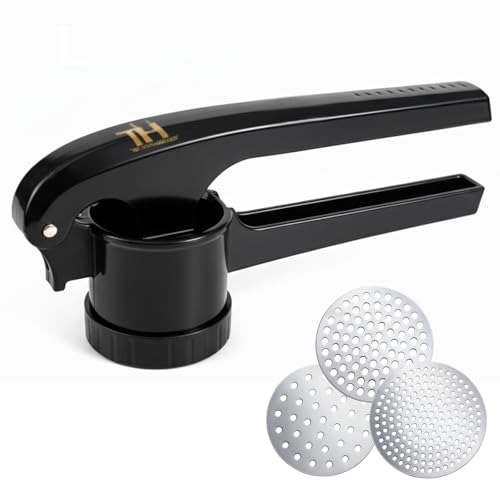 Thiru Spätzlepresse & Kartoffelpresse aus Kunststoff – 3 Edelstahl-Einsätze für Spätzle,...