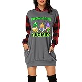 Cinnamou Vêtements Robe Femme Sweat à Capuche Robe Sweatshirt à Manches Longues Impression De NoëL Robes Pull Tunique Hoodie Grande Taille Pas Cher Ample Haut Sweat-Shirt avec Poche Pullover