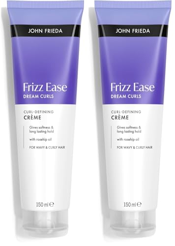 John Frieda Frizz Ease Dream Curls Crema Definidora de Rizos | Define y Controla el Encrespamiento | Hidratación y Fijación Flexible hasta 24h | Con Aceite de Rosa Mosqueta | Fórmula Vegana | 150 ml