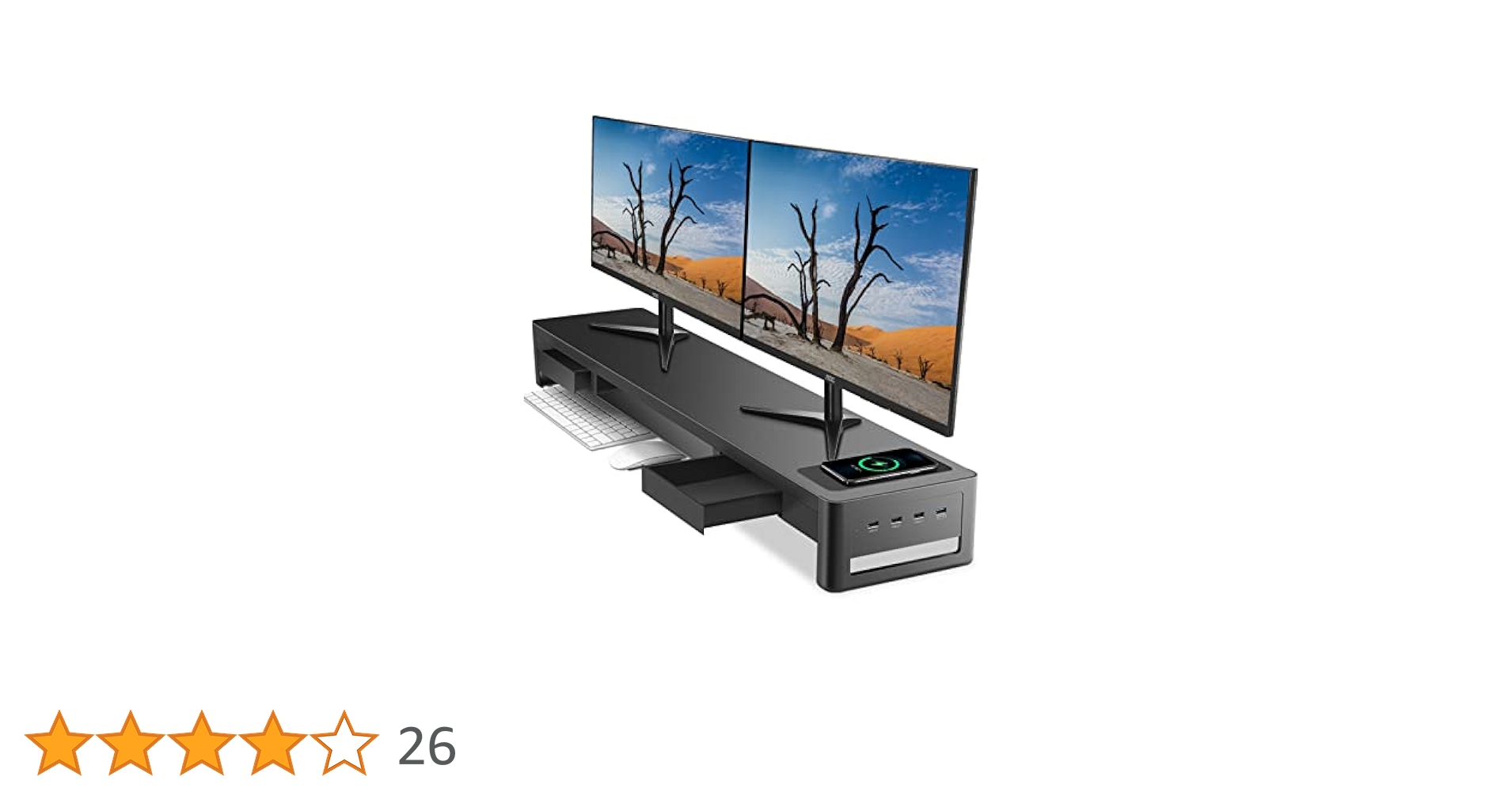 Meatantyデュアル モニター台 引き出し　充電モジュール&USBポート付き Amazon.co.jp: Meatanty デュアル モニター台 引き出し pc