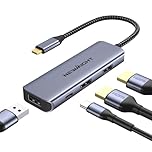 Adaptateur USB C Double HDMI, Newmight Station d'accueil USB-C 4 en 1 pour Deux écrans, équipée de 2 Ports HDMI, USB 3.0, Charge PD 100 W, Compatible avec Dell, HP et iPhone série 15