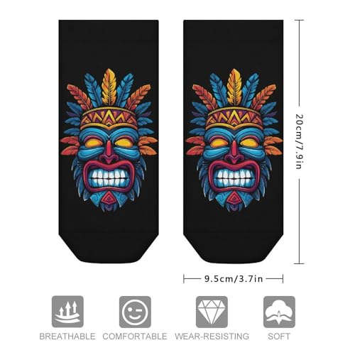 Hawaii Tiki Mask Printed Ankle Socks No Show Sock Low-Cut Athletic Socks for Men Women 1 Pair2