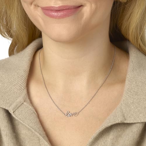 Diamond Delight Real Natural Diamond Love Pendant Necklace for Women - 14k White Gold Pendant for Her - 18 Inch Chain Necklace in Elegant Script Design (H, VS1, 0.05 cttw) Lobster Claw Clasp2