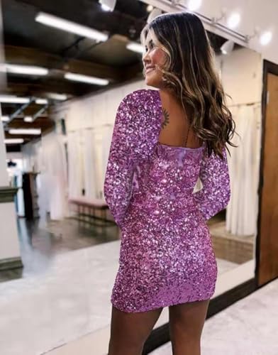 Loyeloy Long Sleeves Prom Dresses for Teens 2025 V Neck Sparkly Sequin Applique Prom Evening Gowns3