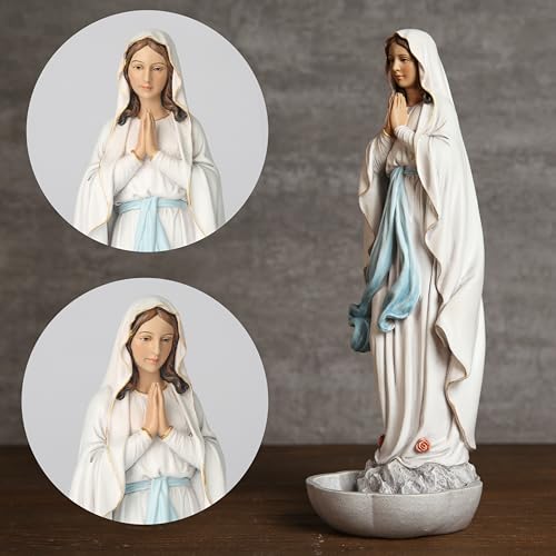 Estatua Católica Virgen de Lourdes 10.2 pulgadas multicolor miniatura 3