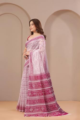 Image of TAMAIRA FASHION Mulmul Pure Cotton Saree For Woman Warli Printed|Office Wear Daily Wear Sarees For Women Without Blouse Piece(Available in 19 Colours)