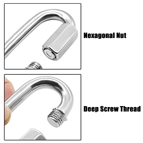 Anvin 2 Pack Quick Link M8 5/16 Inch Heavy Duty Carabiner D Shape Chain Links 1500Lb Capacity Repair Utility Links Safety Chain Connector For Camping Outdoor Equipment Locking Hammocks Harness Leash #TOP2