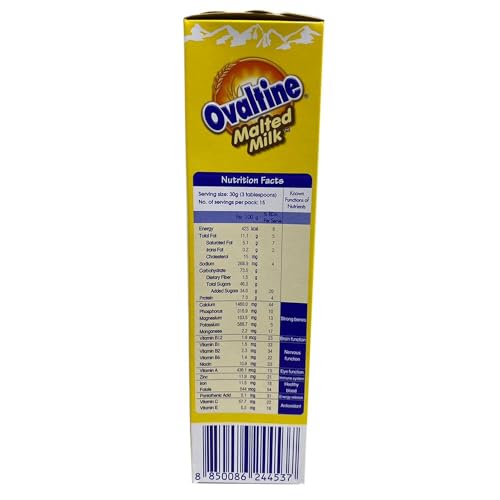 Image of OVALTINE Malted Health Drink Milk Powder, Health Drink for Kids & Adults, Malt Based Nutrition Drink with Vitamins & Minerals, Easy Mix Milk Powder for Daily Energy & Wellness, 450g (Pack of 1)