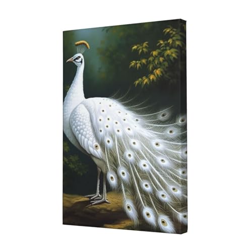 Toile paon blanc LHDGBWC : impression artistique haut de gamme 45x30cm