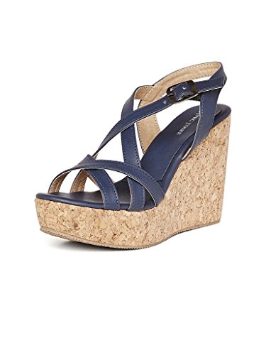 Image of Marc Loire Women's Blue Wedges High Heels Fashion Sandals, UK 3