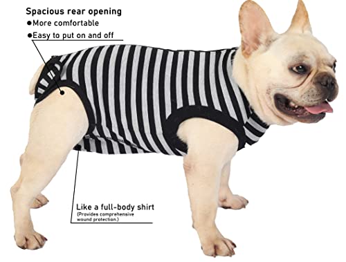 Dog-Surgical-Recovery-SuitSurgery-Female-Male-Dog-ShirtSpayNeuter-Recovery-ClothesZipper-Closure-Cotton-Striped-Wounds-Protect-SuitBlack-Striped-XS - Cucciolini Doodles   Dog-Surgical-Recovery-SuitSurgery-Female-Male-Dog-ShirtSpayNeuter-Recovery-ClothesZipper-Closure-Cotton-Striped-Wounds-Protect-SuitBlack-Striped-XS