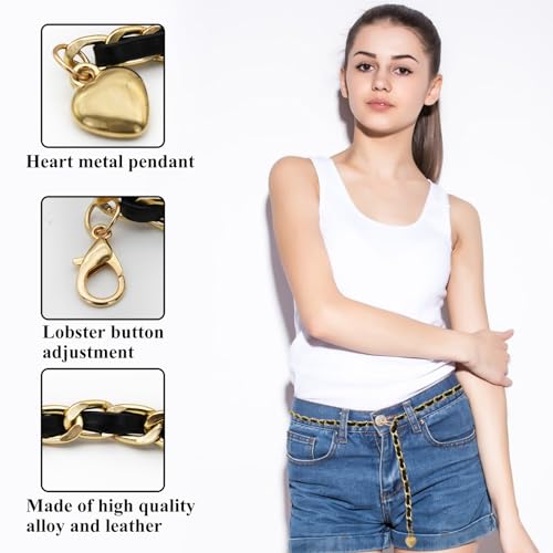 Women's Chain Belt - Adjustable Leather Waist Belt for Dress Pants & Jeans3