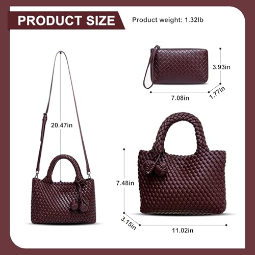 Women's Handmade Pure Leather Woven Tote Bag - Crossbody Shoulder Clutch Mother Bag2