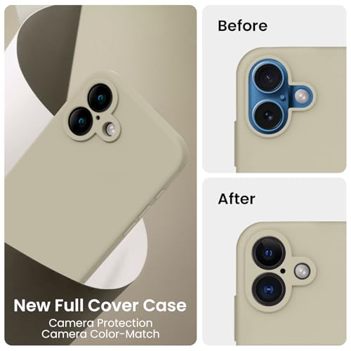 Image of FireNova Designed for iPhone 16 Plus Case, Silicone Upgraded [Camera Protection] Case, Soft Anti-Scratch Microfiber Lining Inside, 6.7 inch, Khaki
