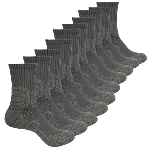 VIDACO Compression Socks for Men Women 5 Pairs, Cotton Athletic Crew Socks Cushioned Activewear Sports Running-Arch Support Work Socks Size 8-10