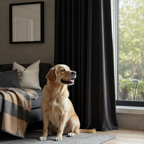 Image of Black Velvet Curtains for Living Room 84 Inch Length 2 Panel Back Tab Pocket Thick Luxury Living Room Darkening Light Blocking Thermal Insulated Black Out Long Drape for Bedroom Halloween Gothic Decor