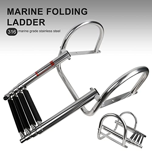 image for Manumarine 4 Step Pontoon Boat Ladder, Pontoon Ladders for Pontoon Boa