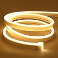 Lamomo LED Neon Rope Lights, 16.4ft/5m Warm White Neon Light Strip,12V Flexible Waterproof LED Strip, Silicone Neon Lights for Kitchen Bedroom Indoor Outdoor Decoration?Power Adapter not Included?