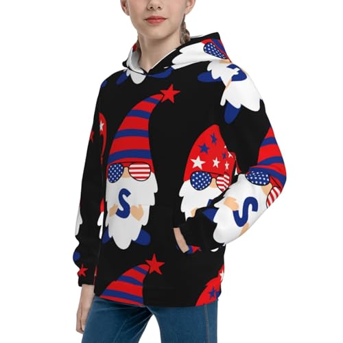 4th of July Gnomes Kid Hoodies Boys Sweatshirts Girls Pullover with Pocket2