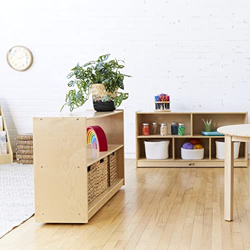 Ecr4Kids Birch 5-Section School Classroom Wood Storage Cabinet W/Casters, 24" H Educational_Supplies, High, Natural #TOP1